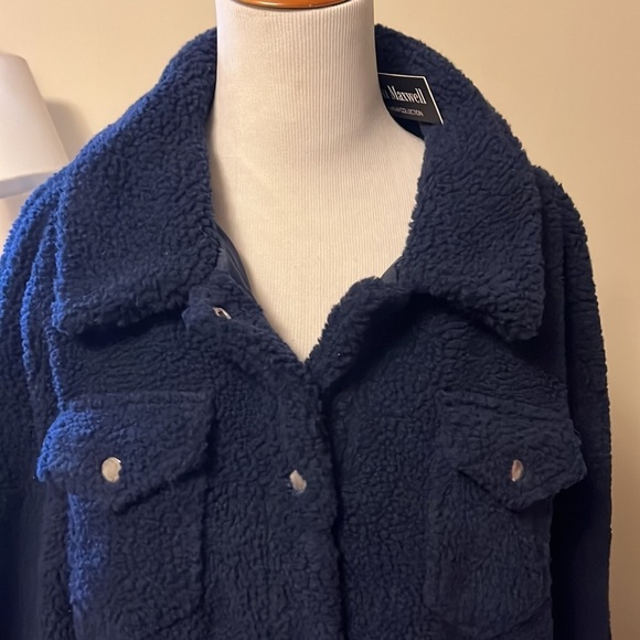 Jason Maxwell, navy blue, Teddy Sherpa fully lined cropped style jacket - Picture 4 of 13